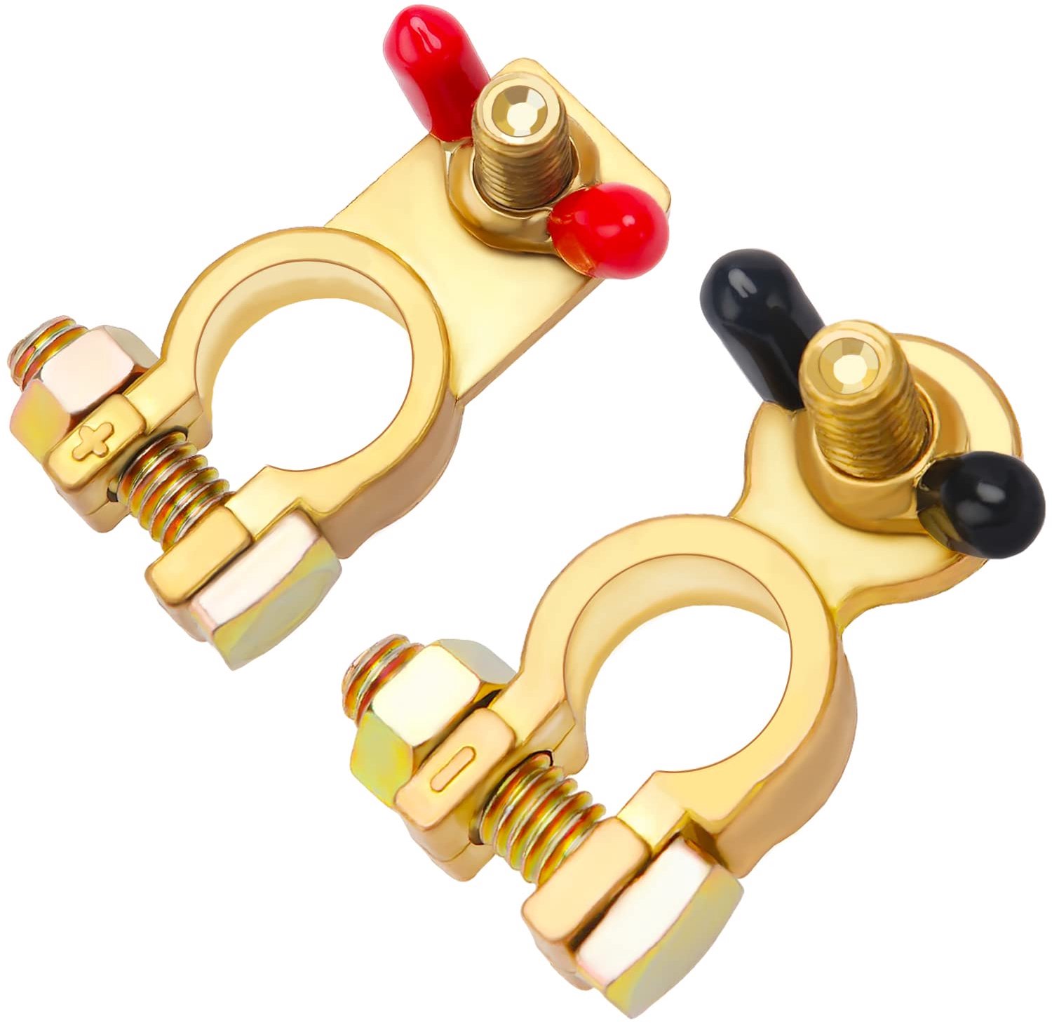 Set van 2 Messing Accu Terminals met Vleugelmoer