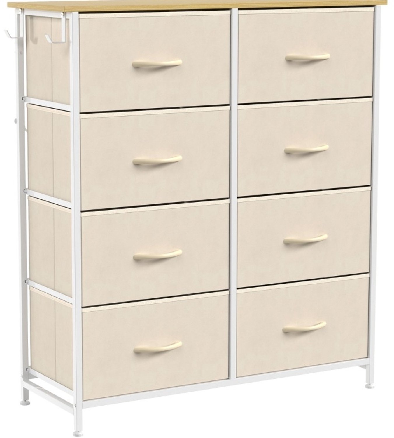 CHICFURN Ladekast 80 cm - 8 stoffen lades - Stalen frame - Beige