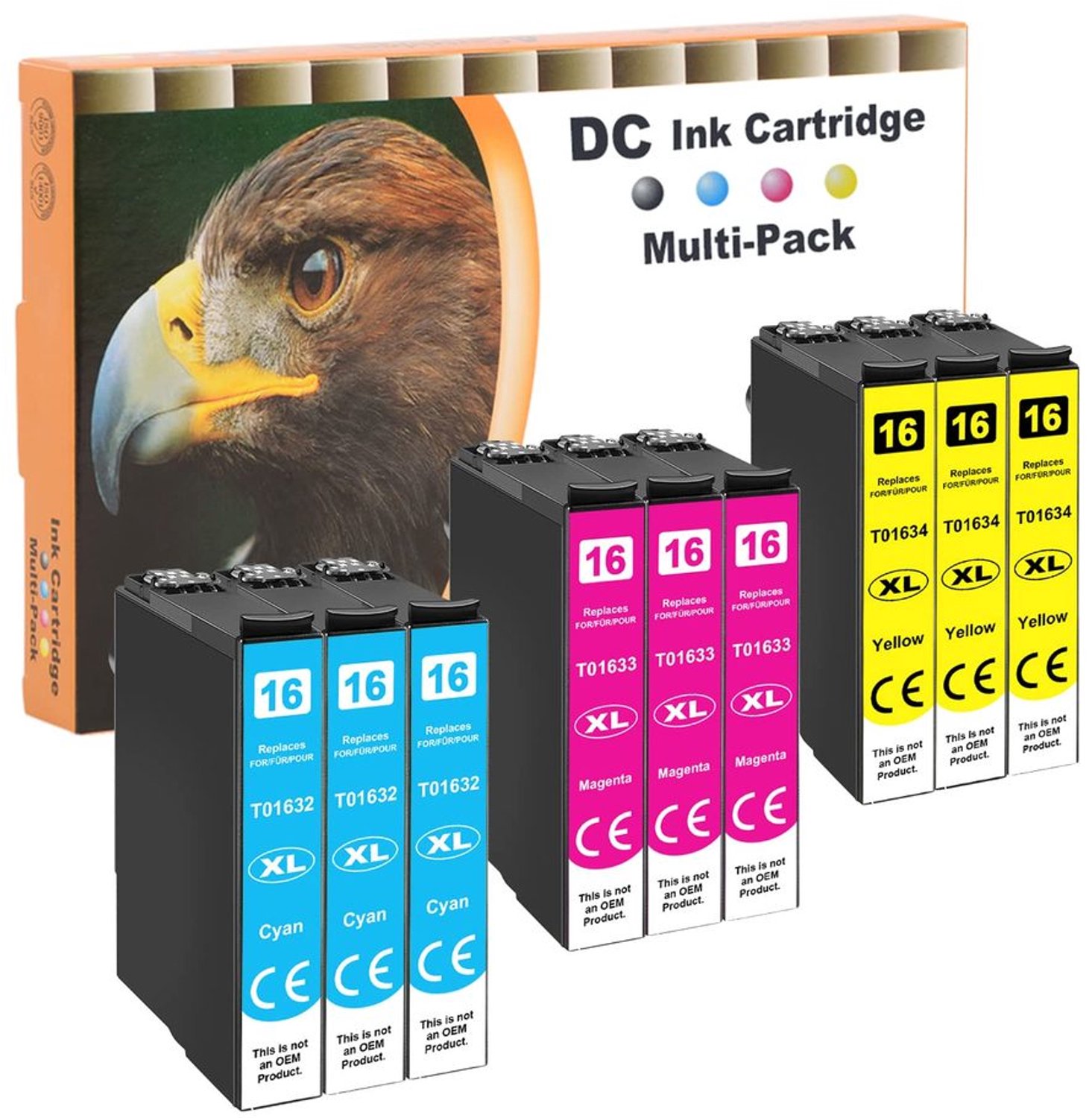 Set van 9 Inktpatronen Compatibel met Epson 16 XL