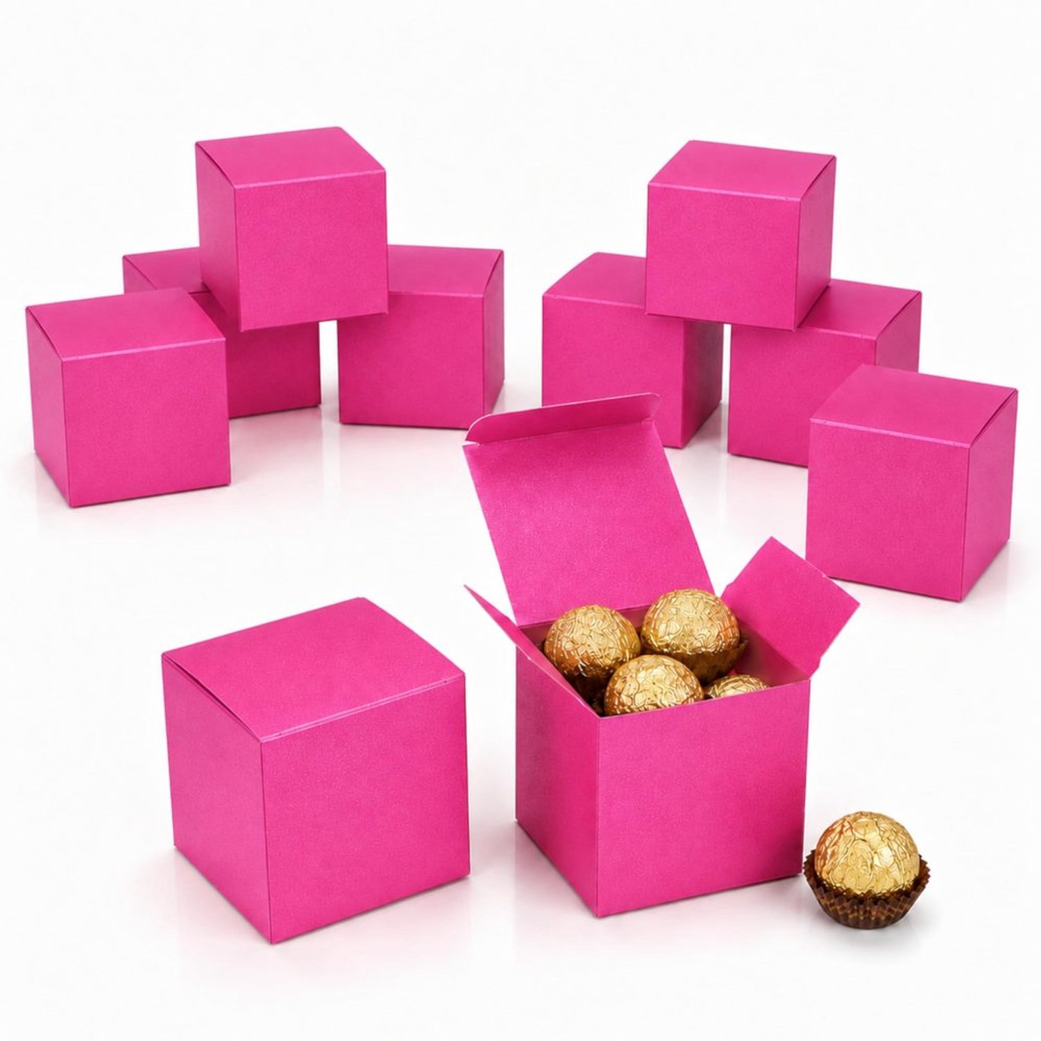Vintage Cadeau Dozen met Deksel in Hot Pink, Set van 12