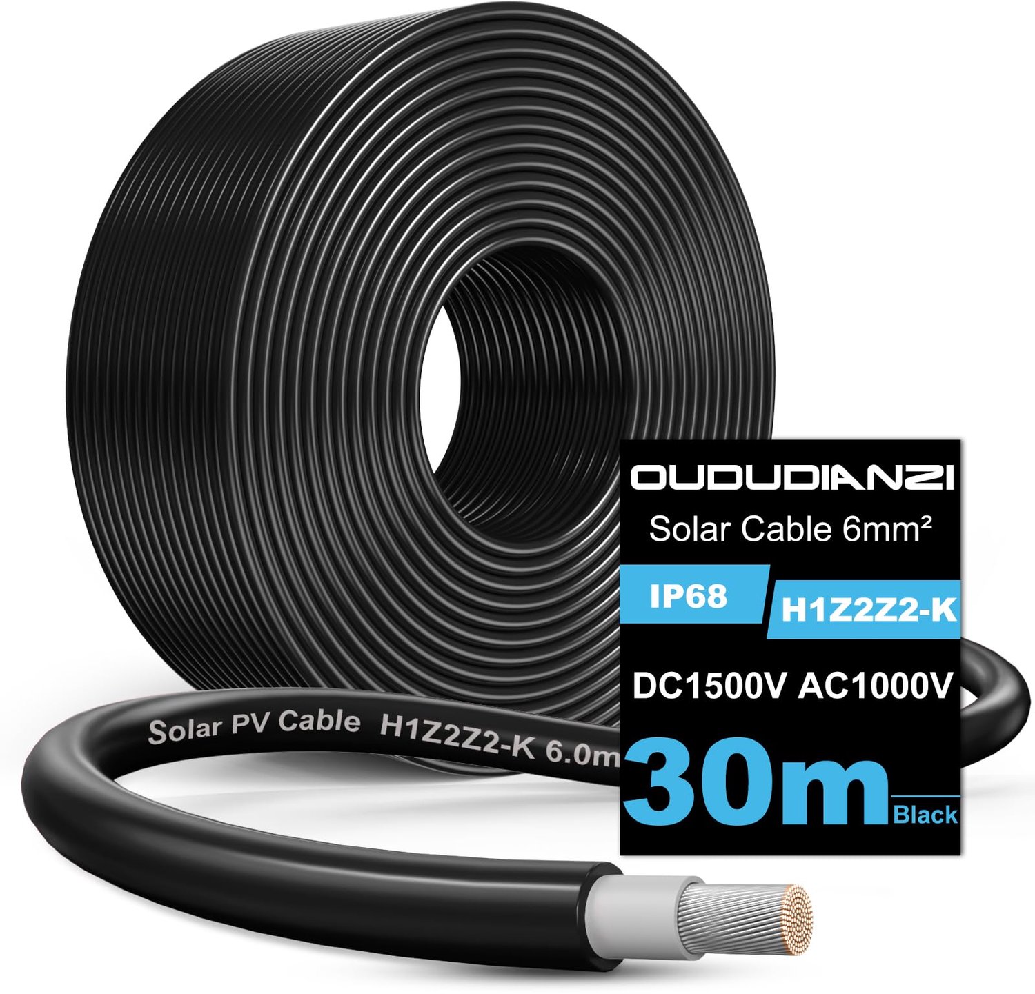 30 m Solar Kabel van 6 mm² voor Zonnepanelen