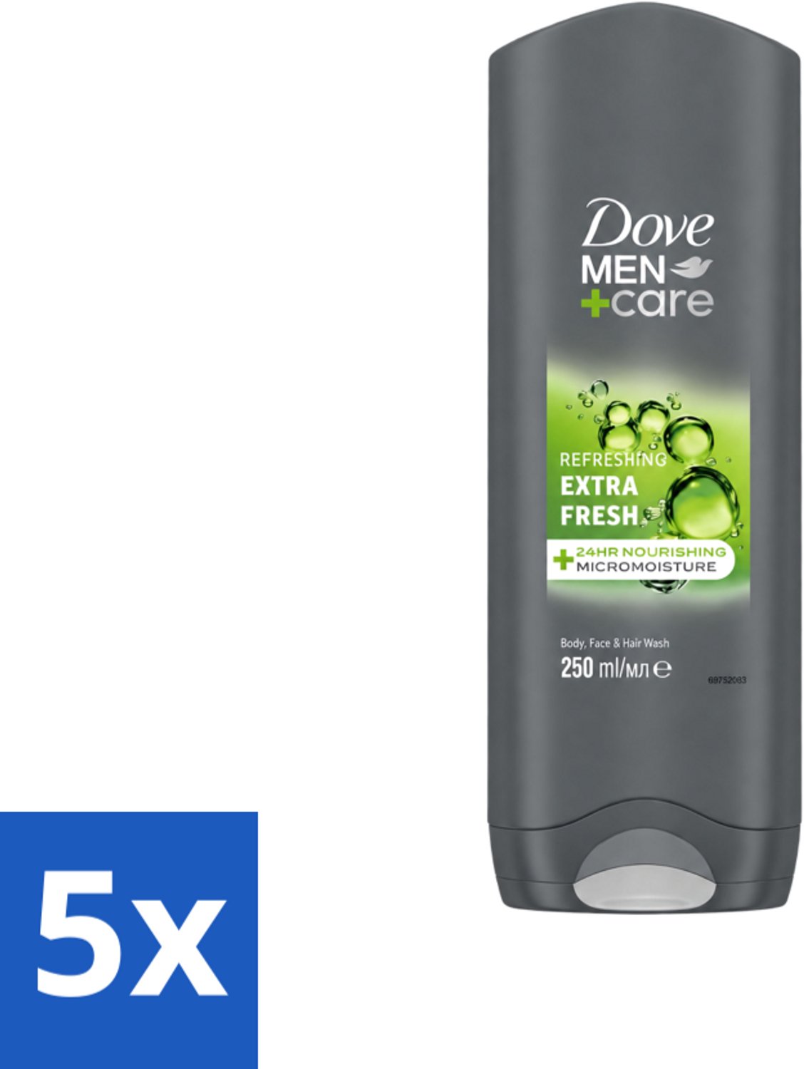 5 x Dove Men+Care Douchegel - Extra Fresh - 250 ml - Voordeelverpakking - 5 stuks