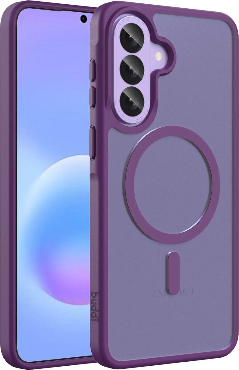 Buddi Frost Hoesje Geschikt voor Samsung Galaxy A57 - Mat Paars - MagSafe Back Cover - Matchende kleur - Shockproof - Slank