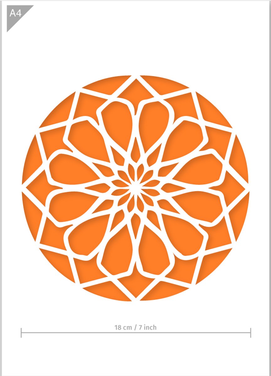 QBIX Mandala Sjabloon A4 Formaat Kunststof - Uitsnede diameter 18cm