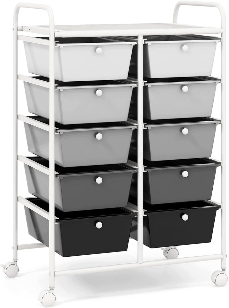 Gereedschapswagen met 10 Laden op Wielen | Metaal | 65,5x37x87 cm