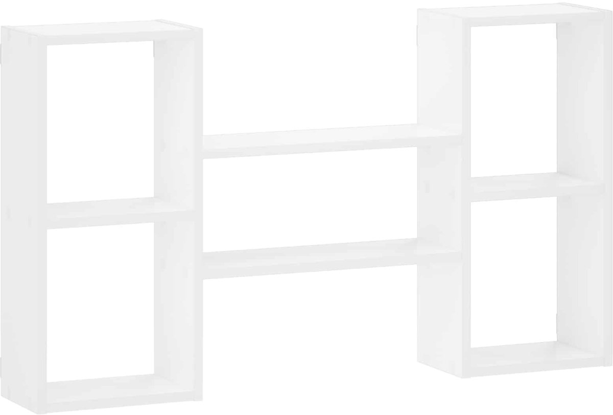 vidaXL Wandplank - Wit - 102 - x - 17 - x - 59 - cm - Bewerkt - hout