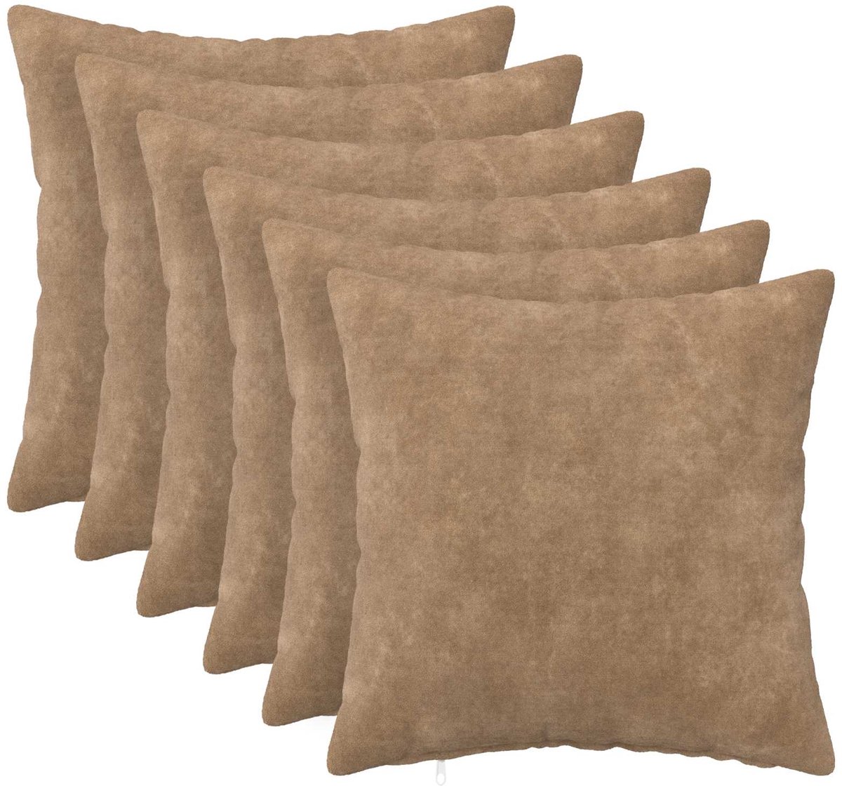 vidaXL Kussen - 6 - st - HEERLEN - Taupe - 50 - x - 50 - cm - Microfiber - Fleece 50 x 50 cm