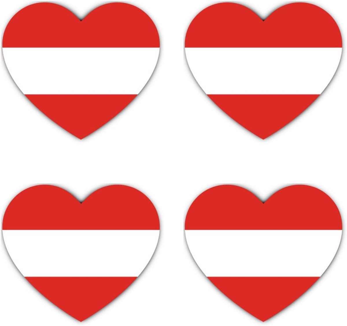 75 mm, 4 stuks - Oostenrijkse vlag hart sticker vinyl set van 4 75 mm 7,5 cm auto laptop helm koffer