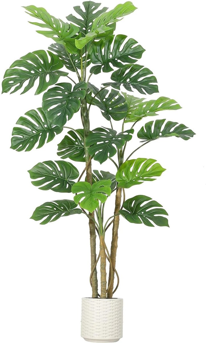 Gudalio Kunstplant - Nepplant - Kunstboom - Monstera - Gatenplant - Decoratief - Levensecht - Incl. Pot - 180 cm - Groot