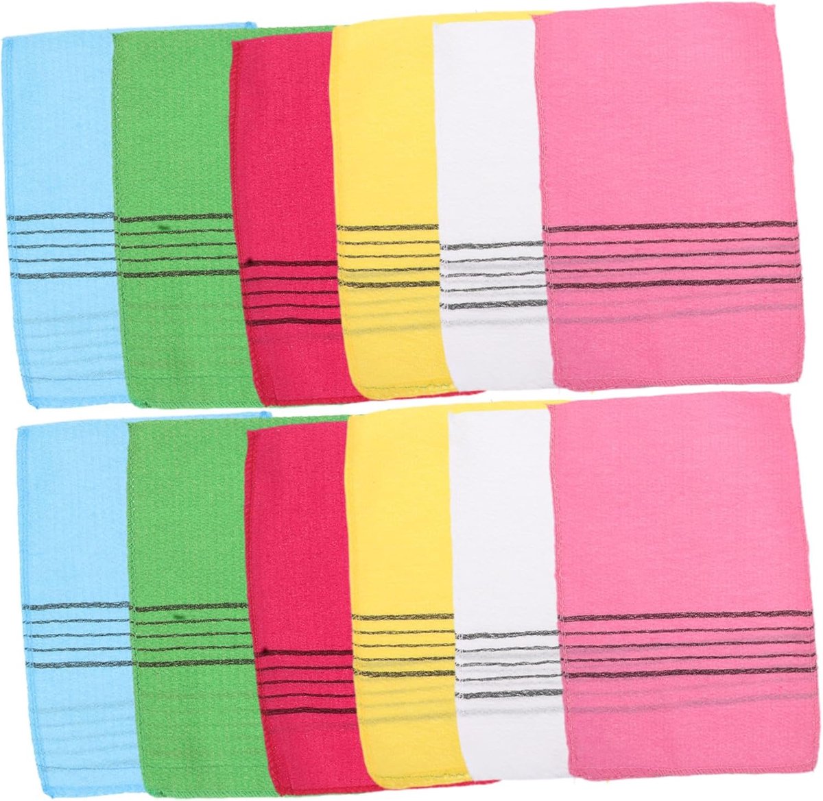 12 Stuks Sauna Exfoliating Badhanddoek Stevige Grofkorrelige Badstof Effectieve Scrub voor Diepe Reinheid Kleurrijk Duurzaam Geschikt voor Gym Spa Thuisgebruik