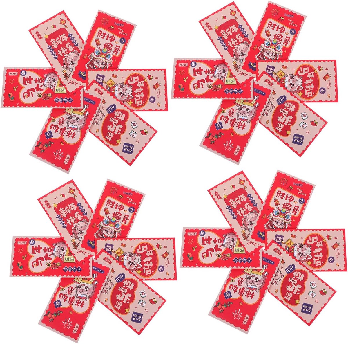 12 Chinese Envelopes Year of The Horse Design Sturdy Paper Lucky Money Packets For Lunar Year Wedding Birthday Festive Wishes