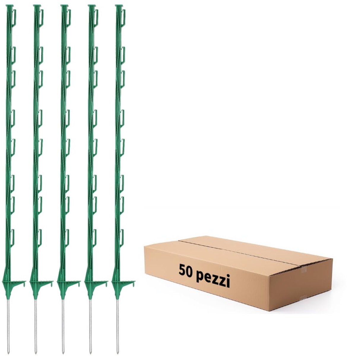 50 stuks weihekpalen, kunststof, 122 cm, hekpalen met 8 ogen