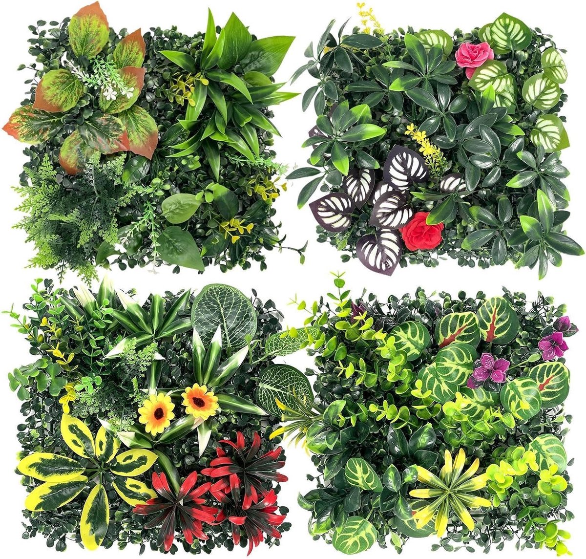 Wandpanelen 4-delig 25x25cm - decoratieve UV-beschermde gebladerte