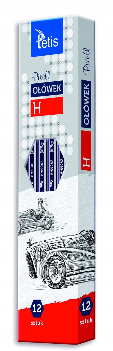 Tetis Houten Potloden Set - 12 Stuks, Hardheid H