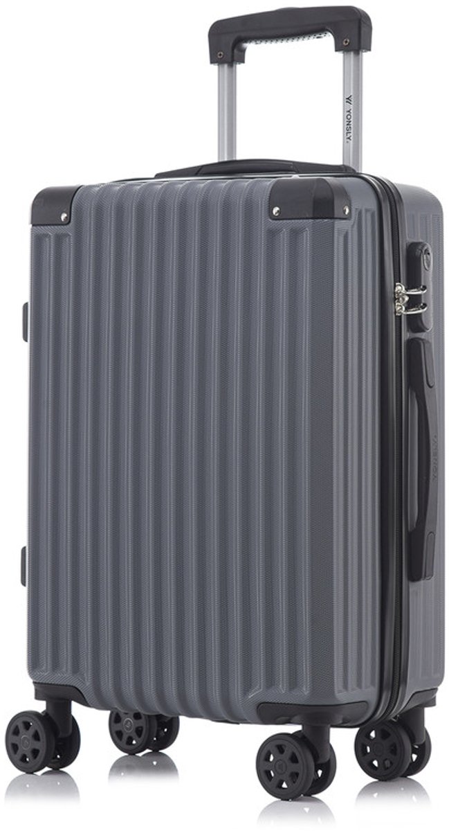 YONSLY Handbagage Koffer - 55cm - 40 L - Cijferslot- 360° Draaibare Wielen - Grijs