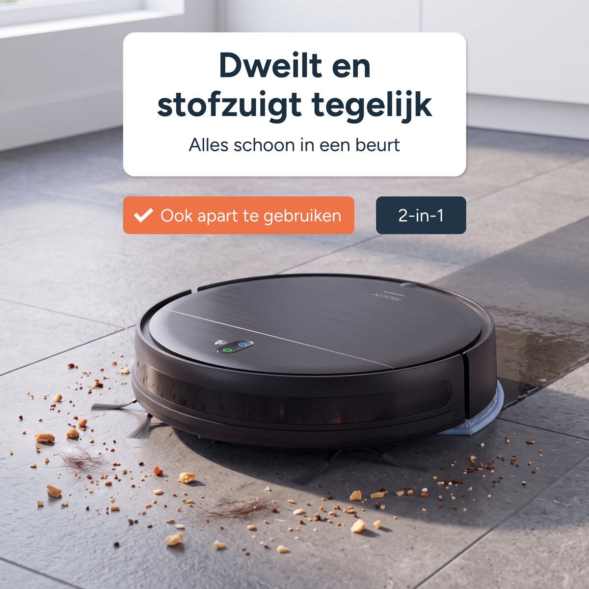 Ecopulse Robotstofzuiger met dweilfunctie - Met app, - afbeelding 3