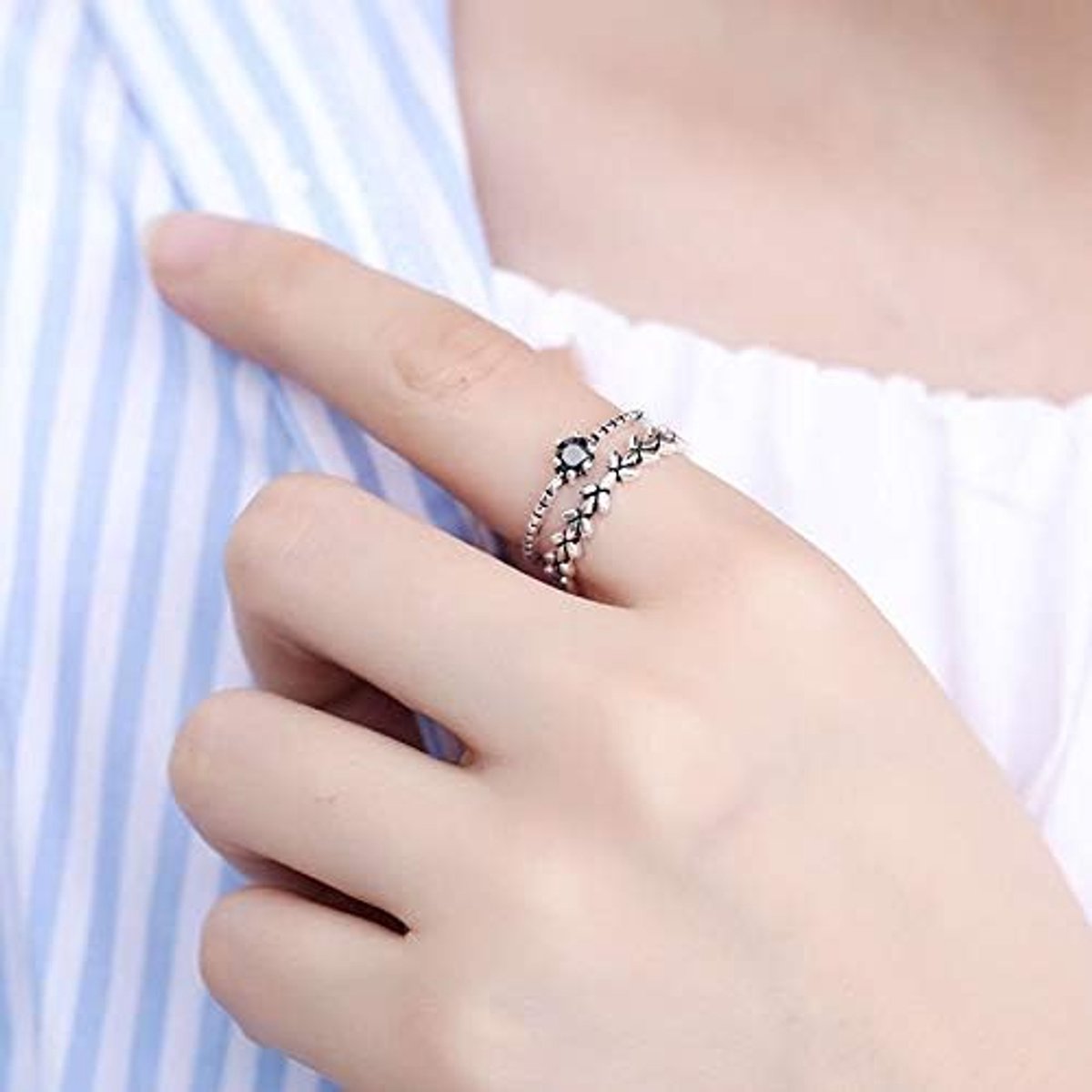 Eenvoudige zilveren kleur kristal blad ringen voor vrouwen dame grote verstelbare vinger ringen partij geschenken