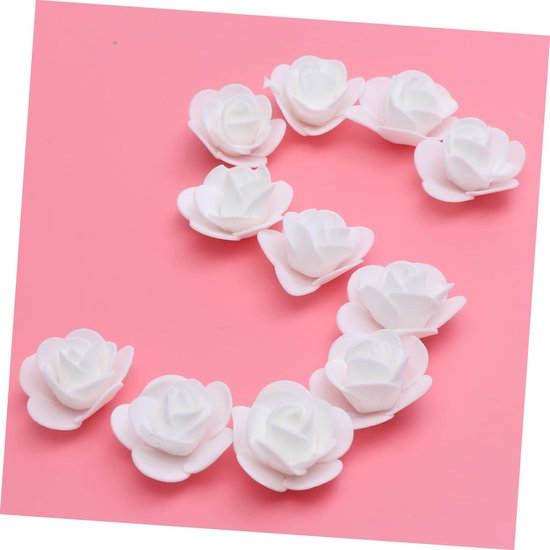 100stuks Kunstmatige Rozenkoppen Voor Boeketten Decoratie Wit Voor Bruiloft Feest Babyshower Thuisdecoratie — afbeelding 3