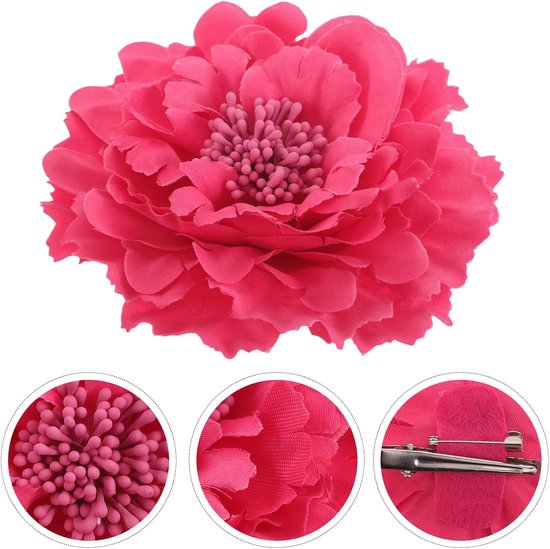 6 Stuks Extra Large Rosy Peony Artificial Flower Hair Clips Realistische Bohemia Haaraccessoires Grote Stoffen Bloemenspeld voor Bruiloft Strand Dagelijks Gebruik — afbeelding 2