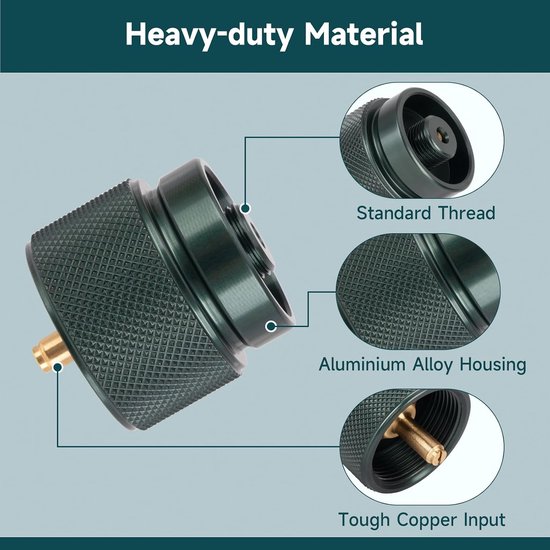 Propaan-naar-butaanadapter, 1 lb propaantankingang en EN417 Lindal-klepuitgang, campingkooktoesteladapter Geschikt voor backpackkooktoestel, draagbare brander, verwarming, automatische uitschakeling — afbeelding 4