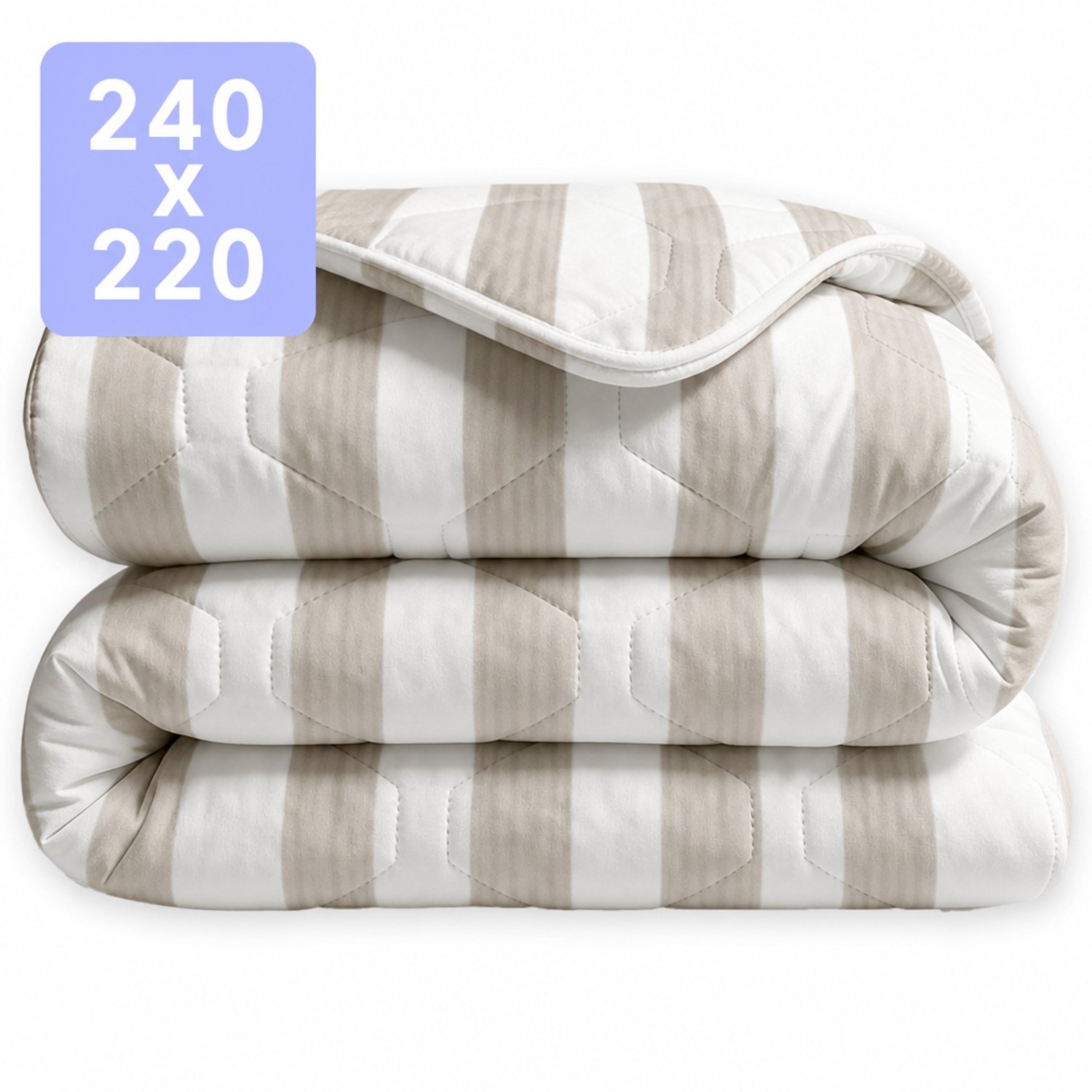 HappyBed Dekbed zonder overtrek 240x220 - 100% Katoen - Wasbaar Dekbed - Bedrukt dekbed zonder hoes - Hoesloos Dekbed - Lits Jumeaux - Stripes Melange