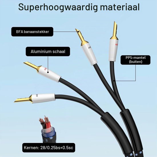 1 paar high-end luidsprekerkabels OFC, verzilverd met banaanstekker, hifi-luidsprekerkabel voor thuisbioscoop, versterker, luidspreker, hifi-systeem (2 m) — afbeelding 4