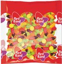 Rode zak Red Band wijngum assortiment met een kleurrijke mix van fruitige snoepjes in diverse vormen.