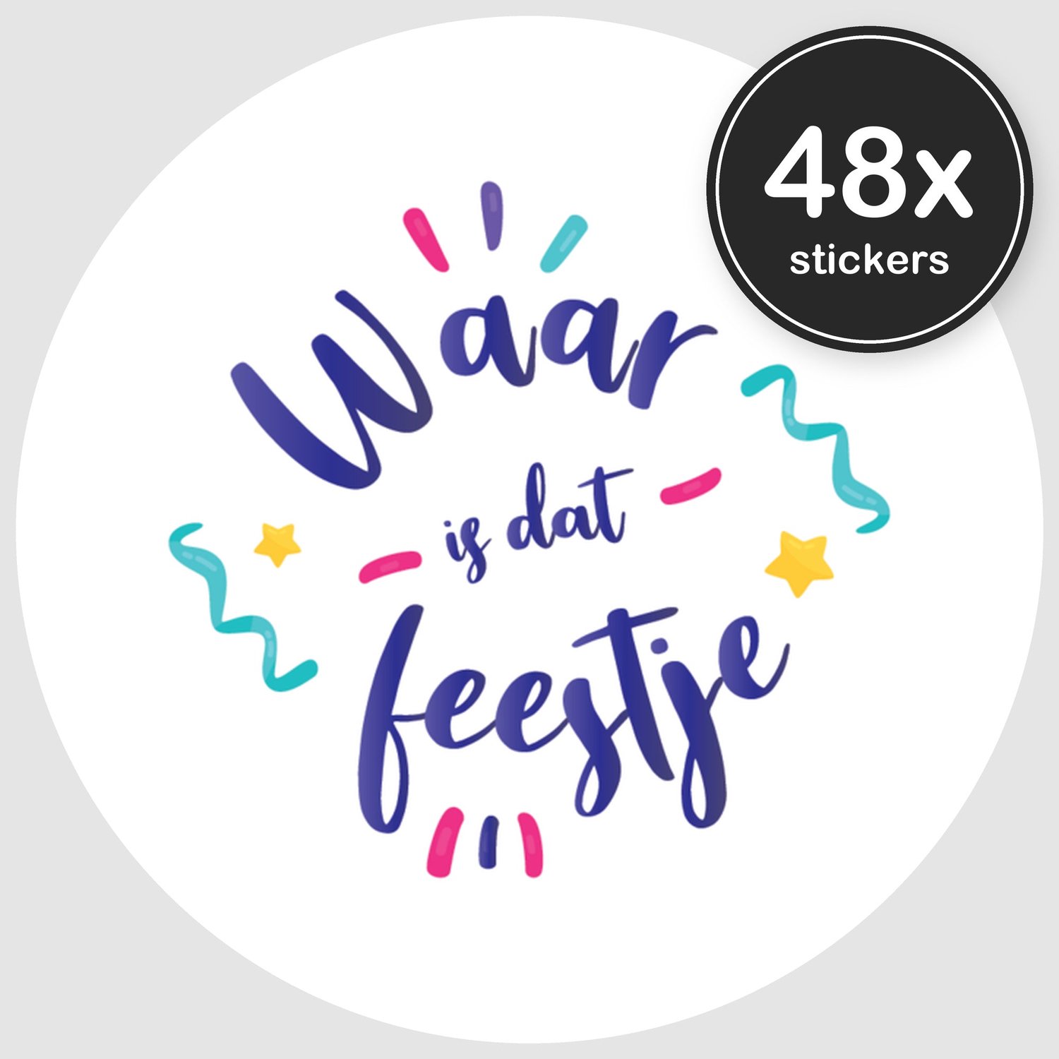 Sluitstickers Verjaardag - 48 stuks - Rond 30 mm - Verjaardag Stickers - Sluitzegel Uitnodiging - Design 086