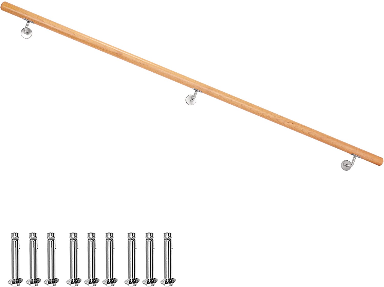 Beukenhouten trapleuning – Trapleuning / Wandleuning – Zijmontage – Lengte naar keuze: 50 – 500 cm