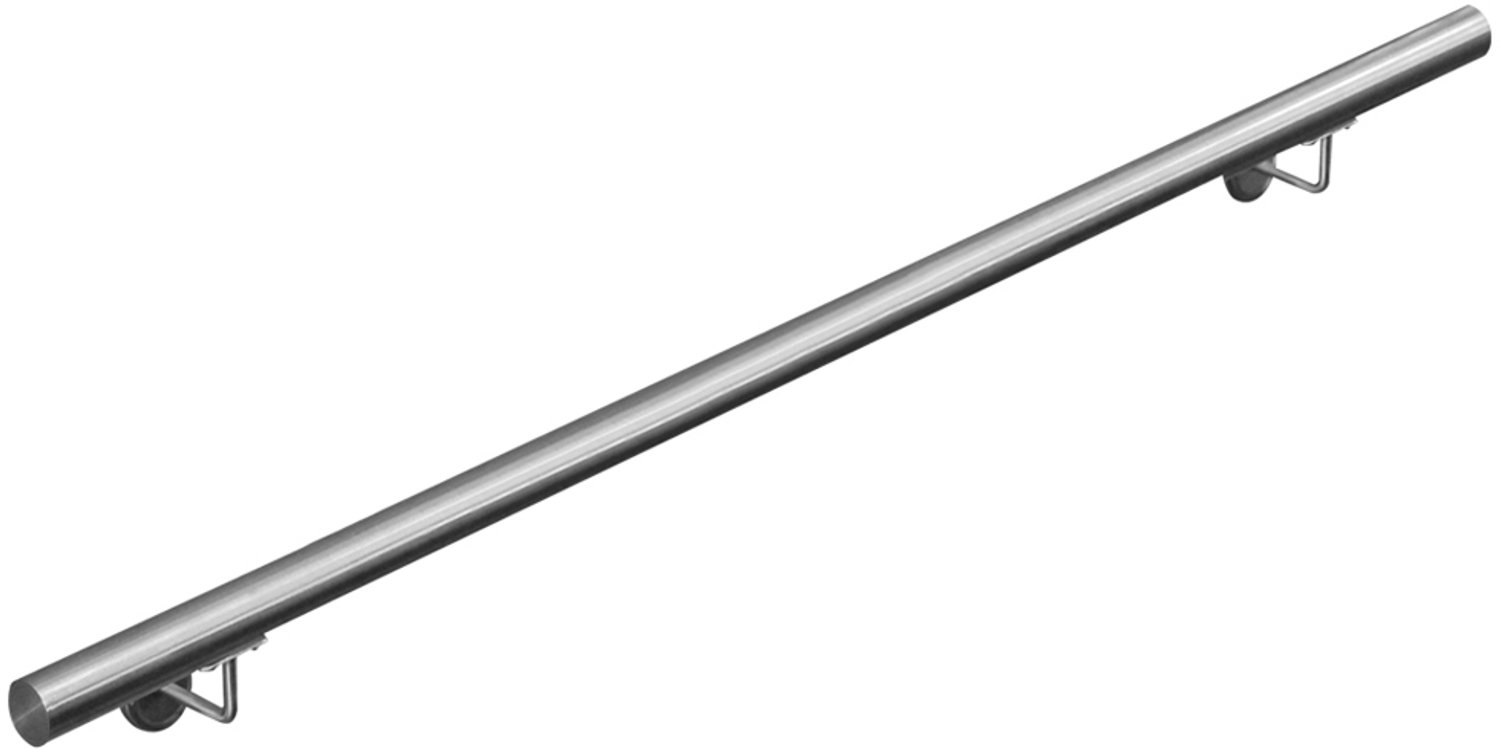 V2Aox RVS leuning / trapleuning, diameter: 4,2 cm, roest- en weerbestendig, inclusief bevestigingsmateriaal en steunen