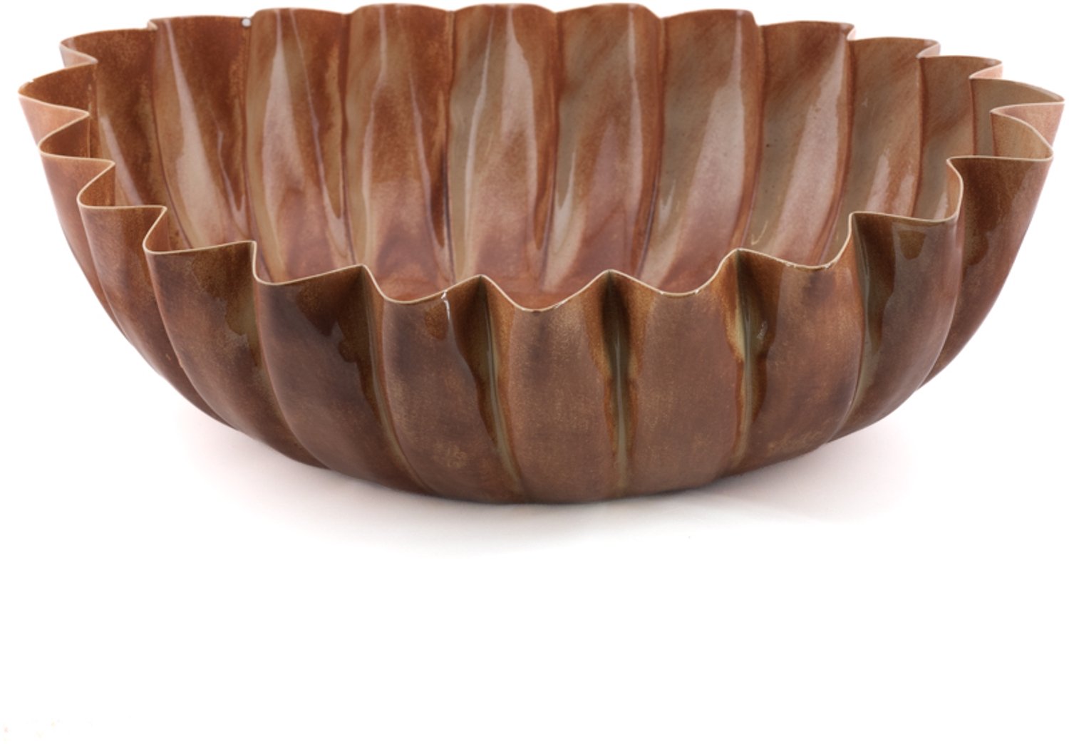 Metalen tray ribbel amber L