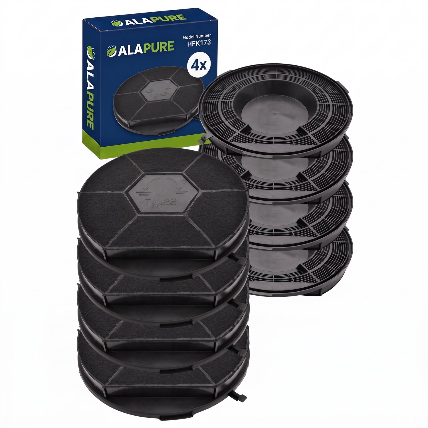 4x Koolstoffilter voor Bauknecht Type 28 / CHF28/1 / CHF289B