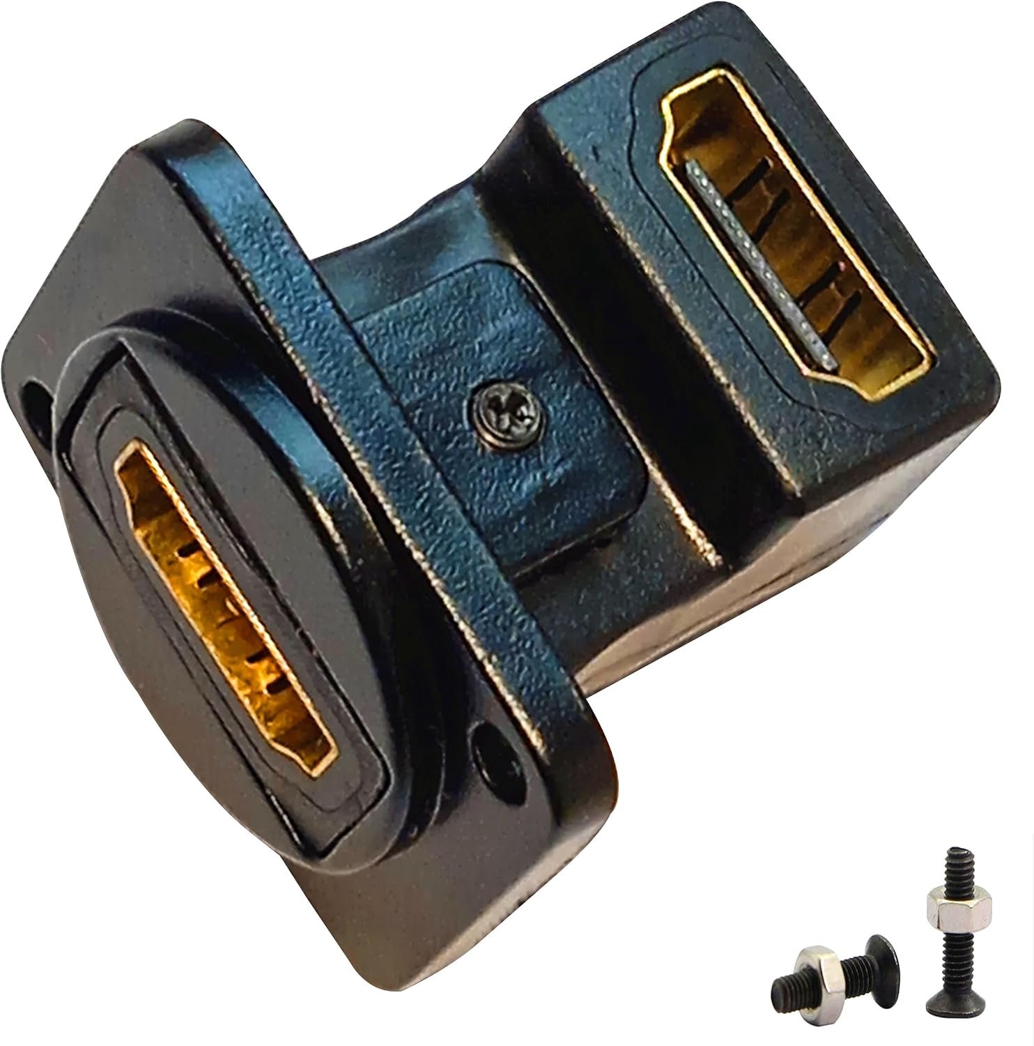 HDMI haakse D-type paneelmontage adapter - vrouwelijke connector - glanzend vergulde aansluiting - m-winkel
