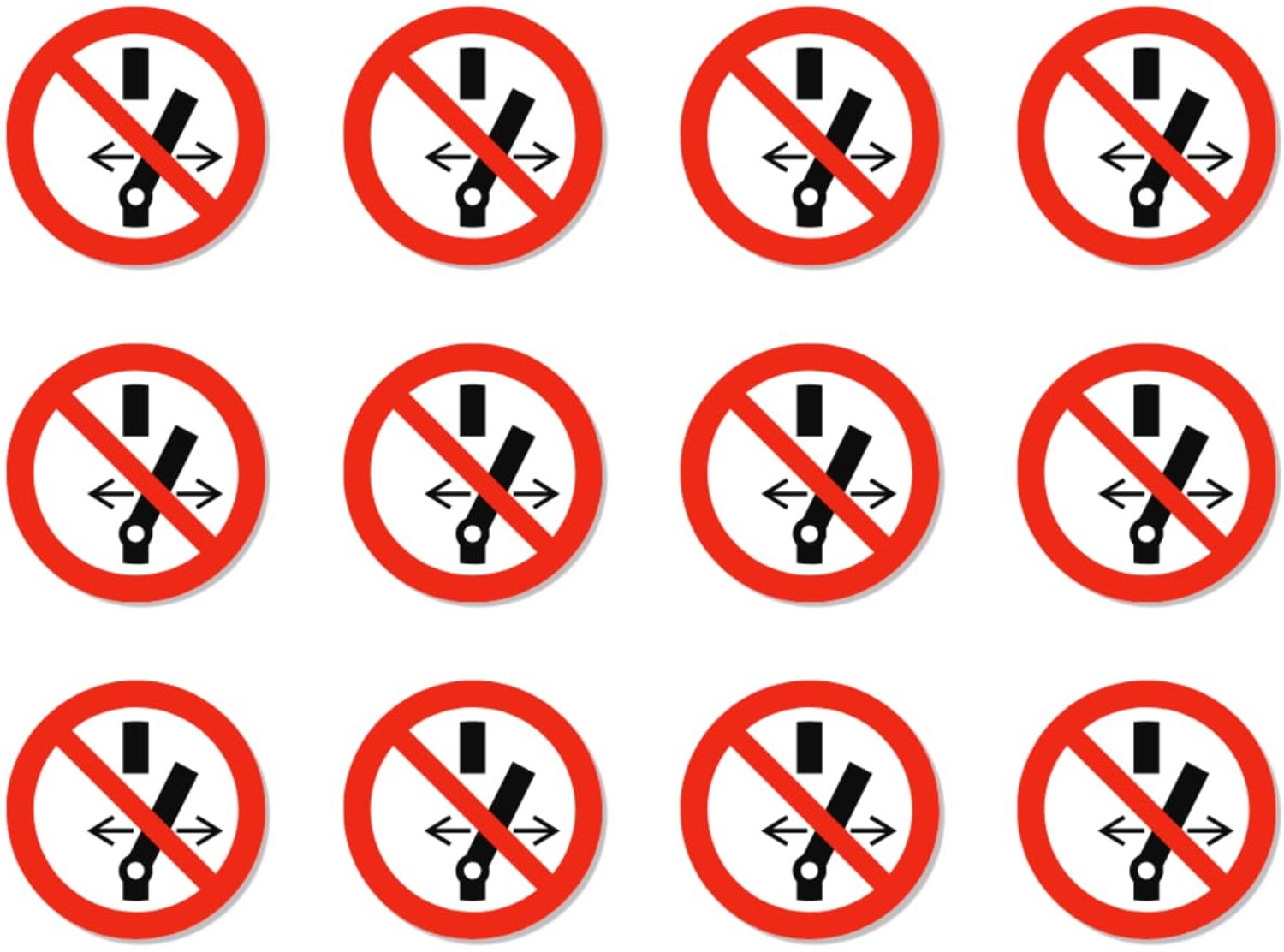 Stickers schakelen verboden - Ø 2,5 cm - 12 stuks - waterdicht en uv-bestendig - Vemera