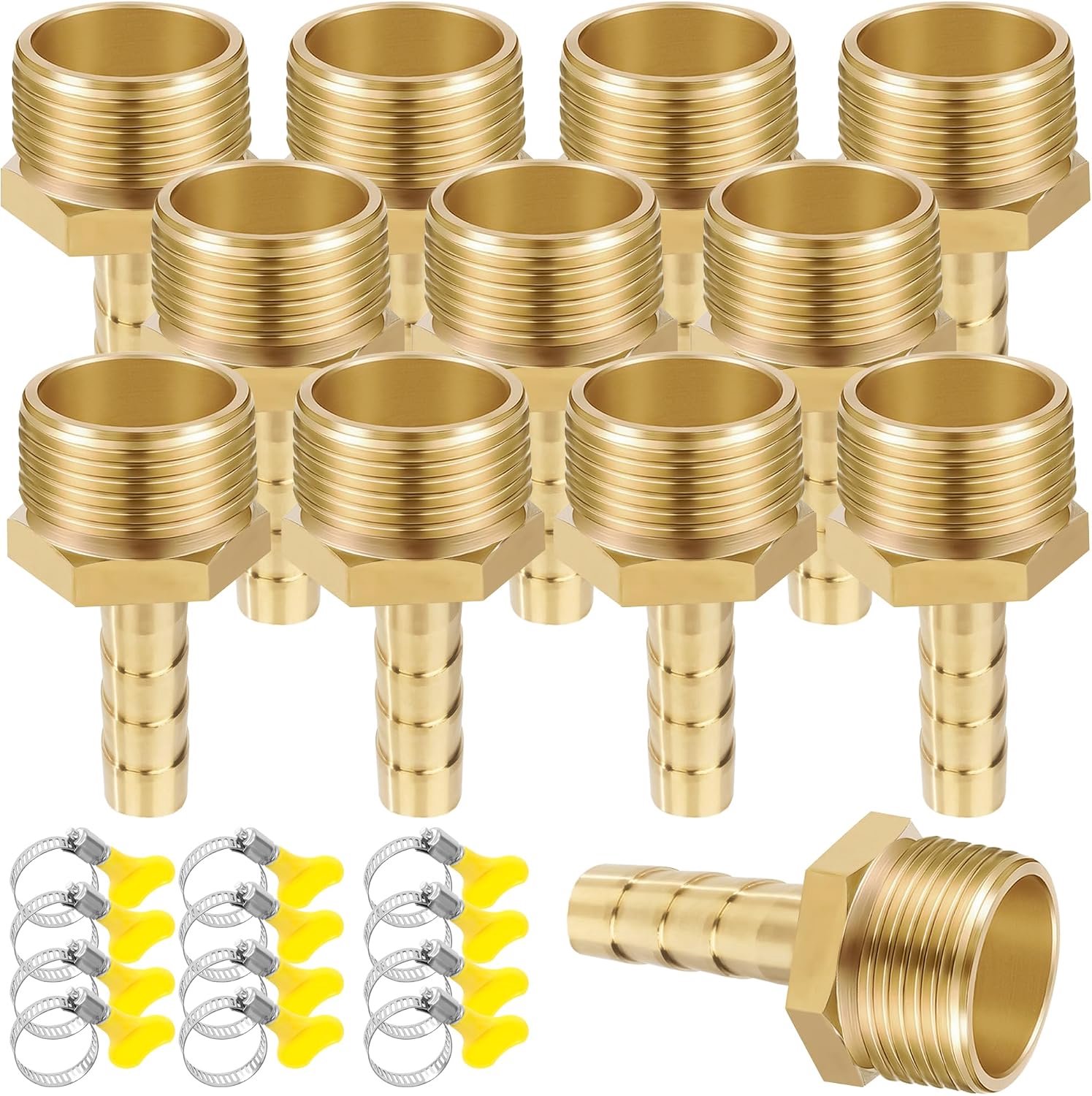 Slangverbinder 8 mm - 3/4 inch messing - 12 stuks - voor water, gas en lucht - m-winkel