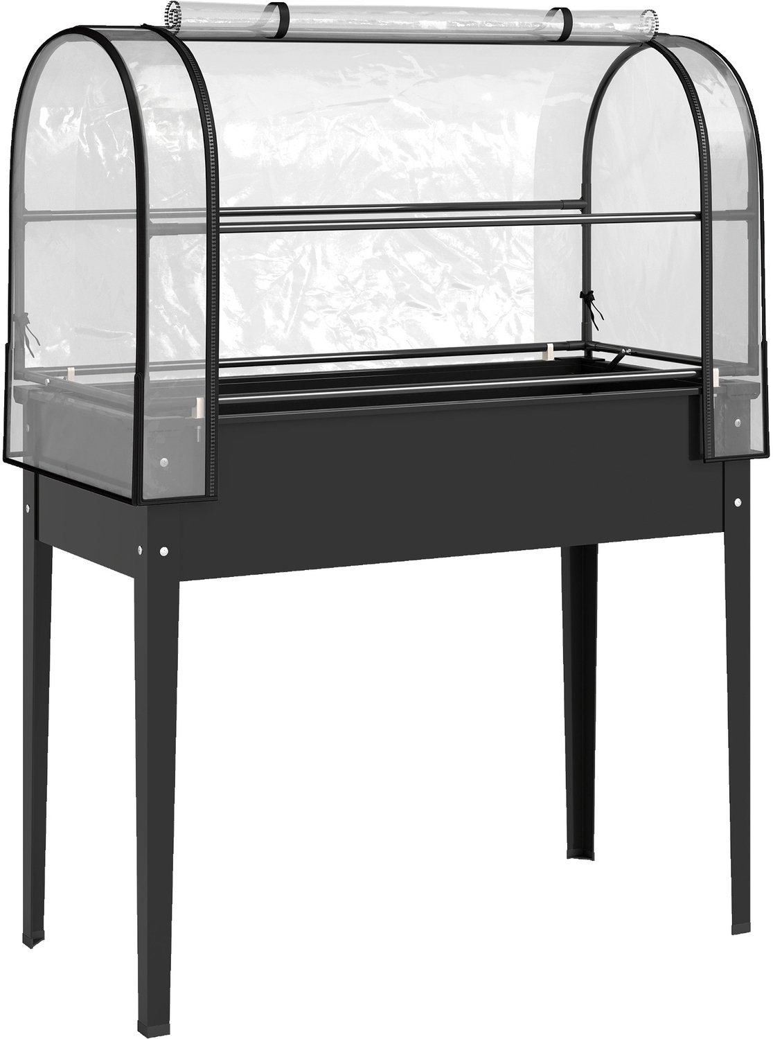 Sunona Verhoogd plantenbed met kweekkas - 100 x 49 x 136 cm - Zwart