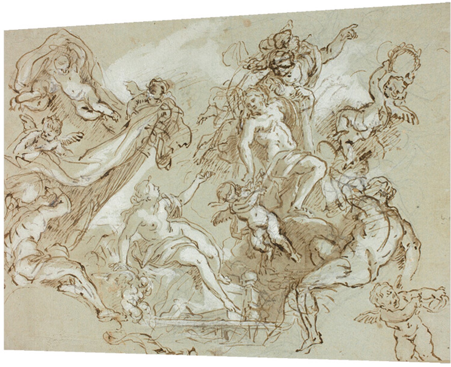 Printen.eu Poster - Apotheosis of Hercules (recto); Sketches of Horse's Head, Horse's Forequarters, and Altarpiece or Ciborium (verso) - 59.4 x 42 cm Multicolor