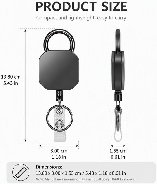 Retractable Badge Reel met 60cm Stalen Kabel voor Sleutels en ID Kaarten - 3 Stuks, Handig en Duurzaam — afbeelding 3