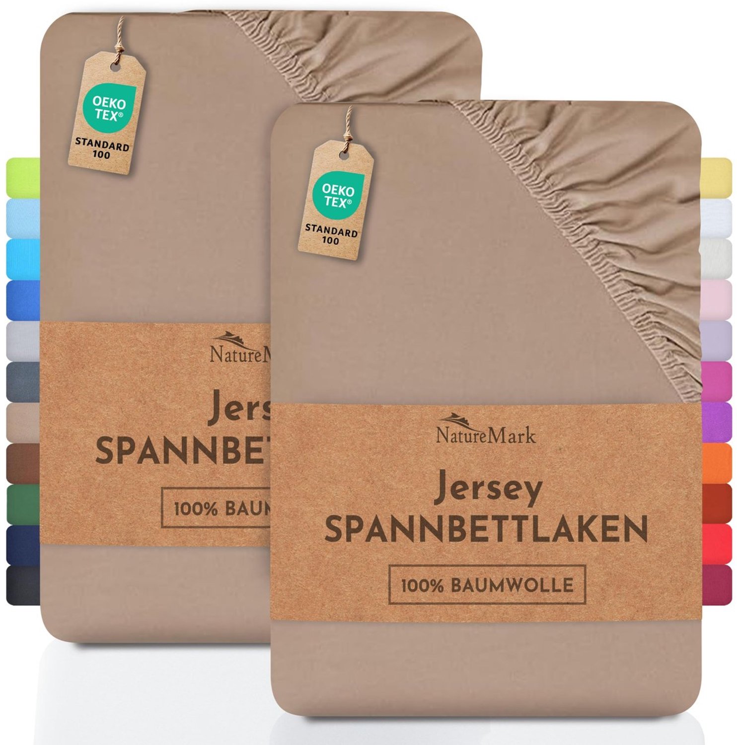 Duraxl Hoeslaken - Jersey - 100% katoen - Zand - 90 x 200 cm - Set van 2