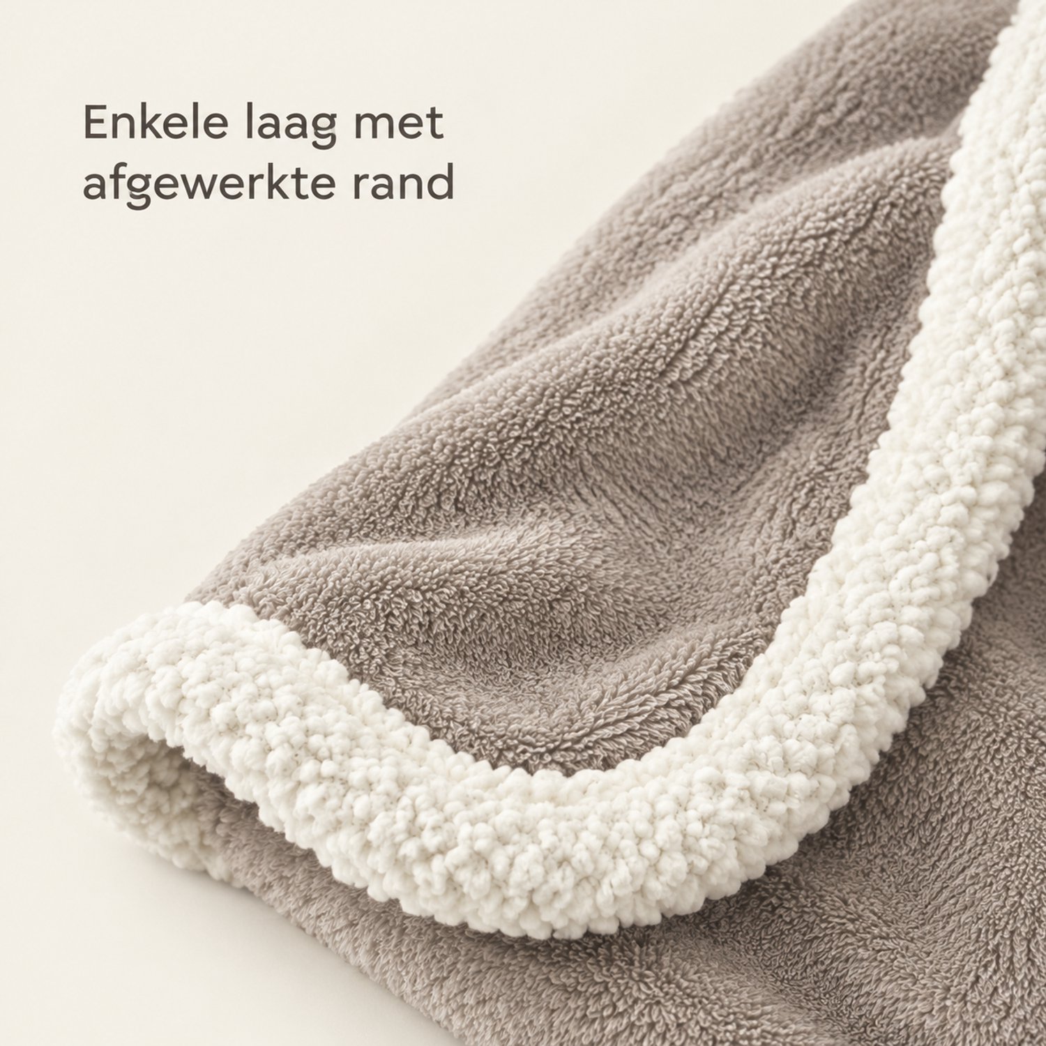 SWGOTA Flanellen deken 150 x 200 cm, polyester, effen khakigrijs met lichte afwerking