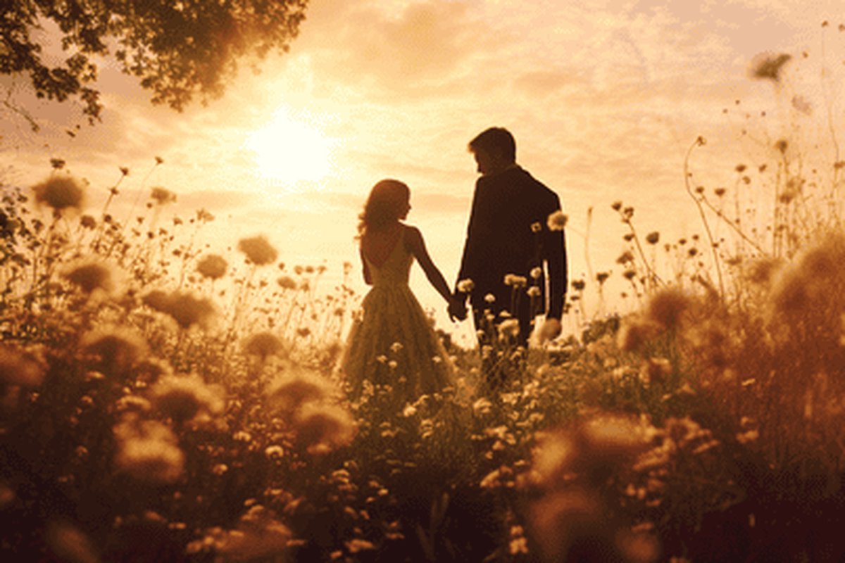 Poster Koppel - Getrouwd Koppel - Liefde - Bruiloft - Trouwen - posters - formaat 70x100cm - Wanddecoratie - L1442DZ