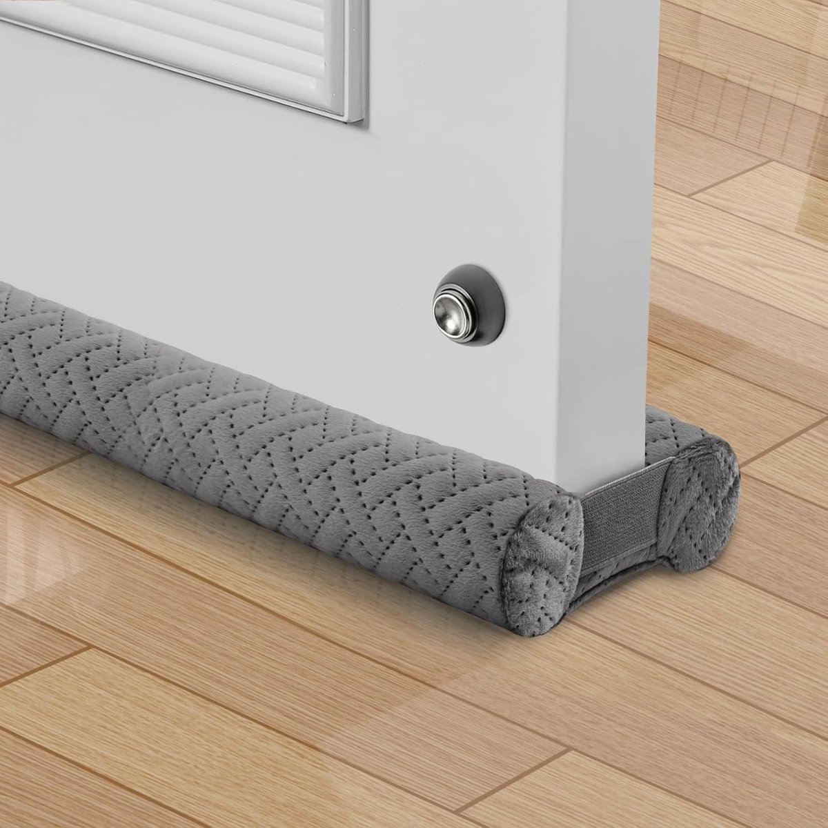 Hoogwaardige winddichte strip van fluweel voor de onderkant van de deur, dubbelzijdige winddichte afdichting, verstelbare spleetvuller van 76 tot 91 cm, blokkeert koude lucht, stof, geluid en tocht.