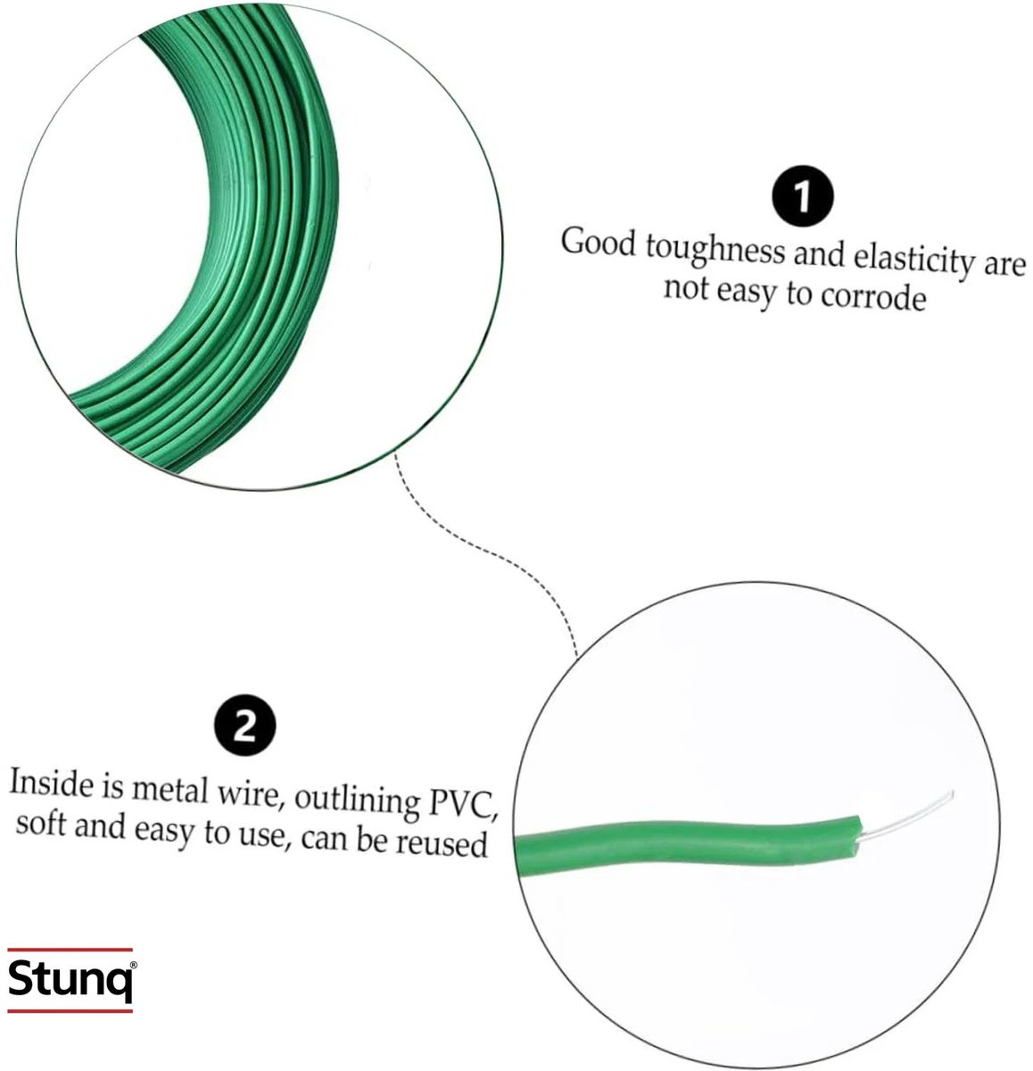 Stunq® Herbruikbare Plantensteunband 3mm x 8m, Groen, Flexibel
