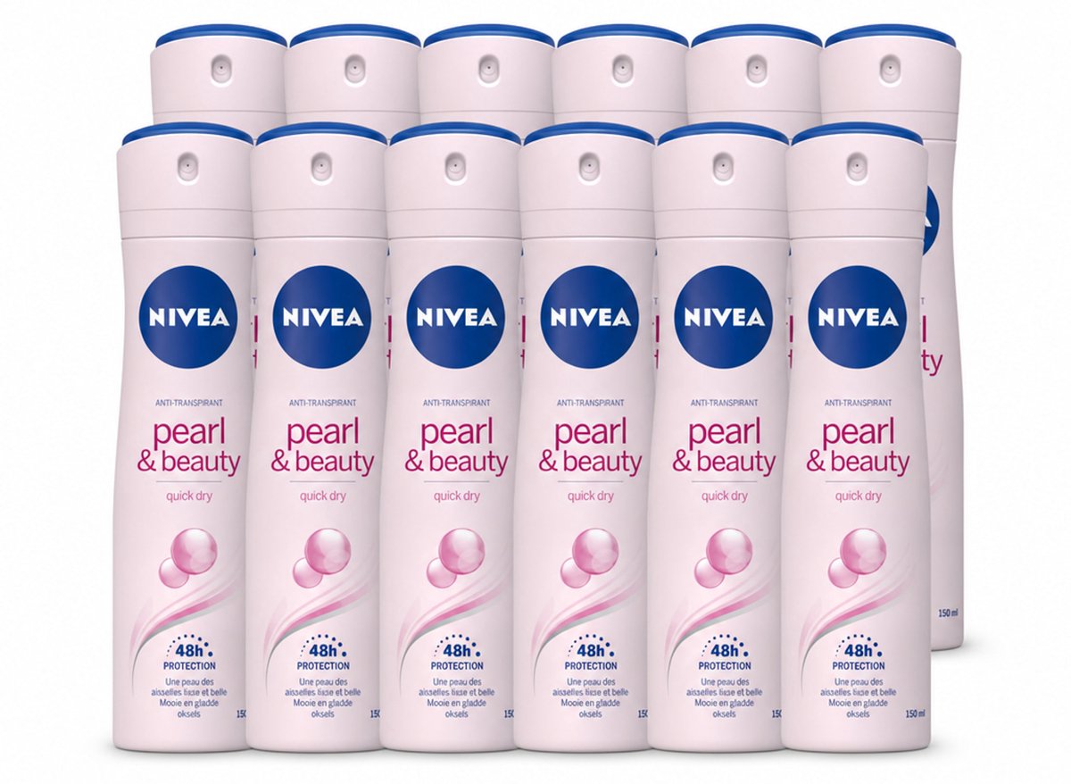 12 x NIVEA – Deodorant Spray – Pearl & Beauty – 150 ml - Voordeelverpakking - 12 stuks