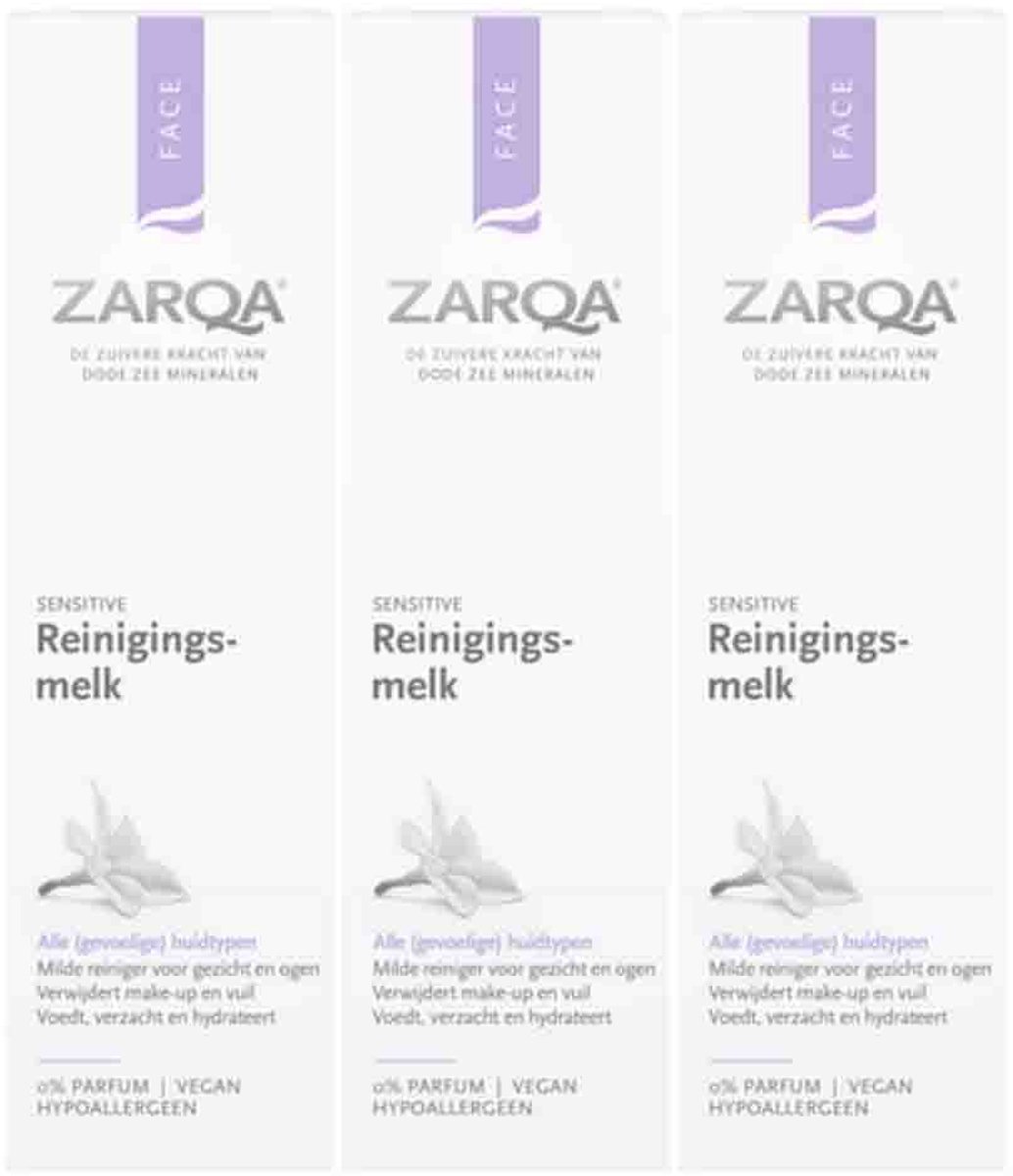Bol.com Zarqa - Sensitive Reinigingsmelk - 3 x 200 ml - Voordeelverpakking aanbieding