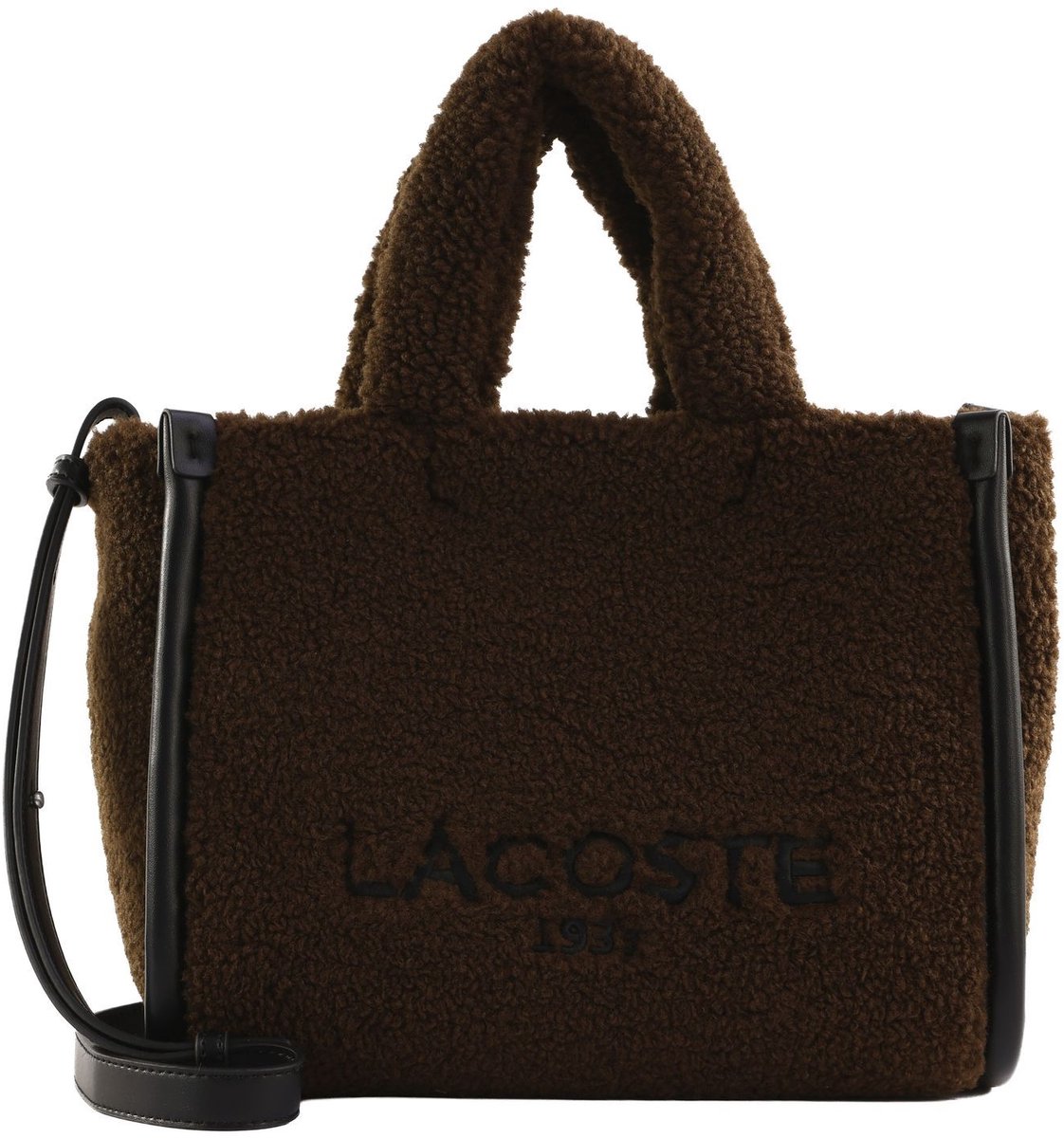 LACOSTE schoudertas handtas Shopping Bag Brown Noir donkerbruin