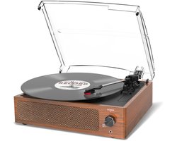 Platenspeler Bluetooth – 3 Snelheden – Vinyl Record Player met Speakers – Automatische Stopfunctie – 7/10/12 inch Platen