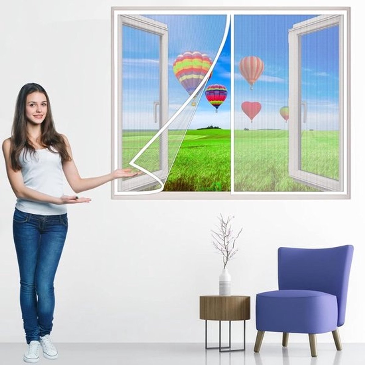 Magnetische Hordeur - Gaasdeur Vliegendeur - Insecten Buiten Houden - Automatisch Sluitend - 220x165 cm - Wit