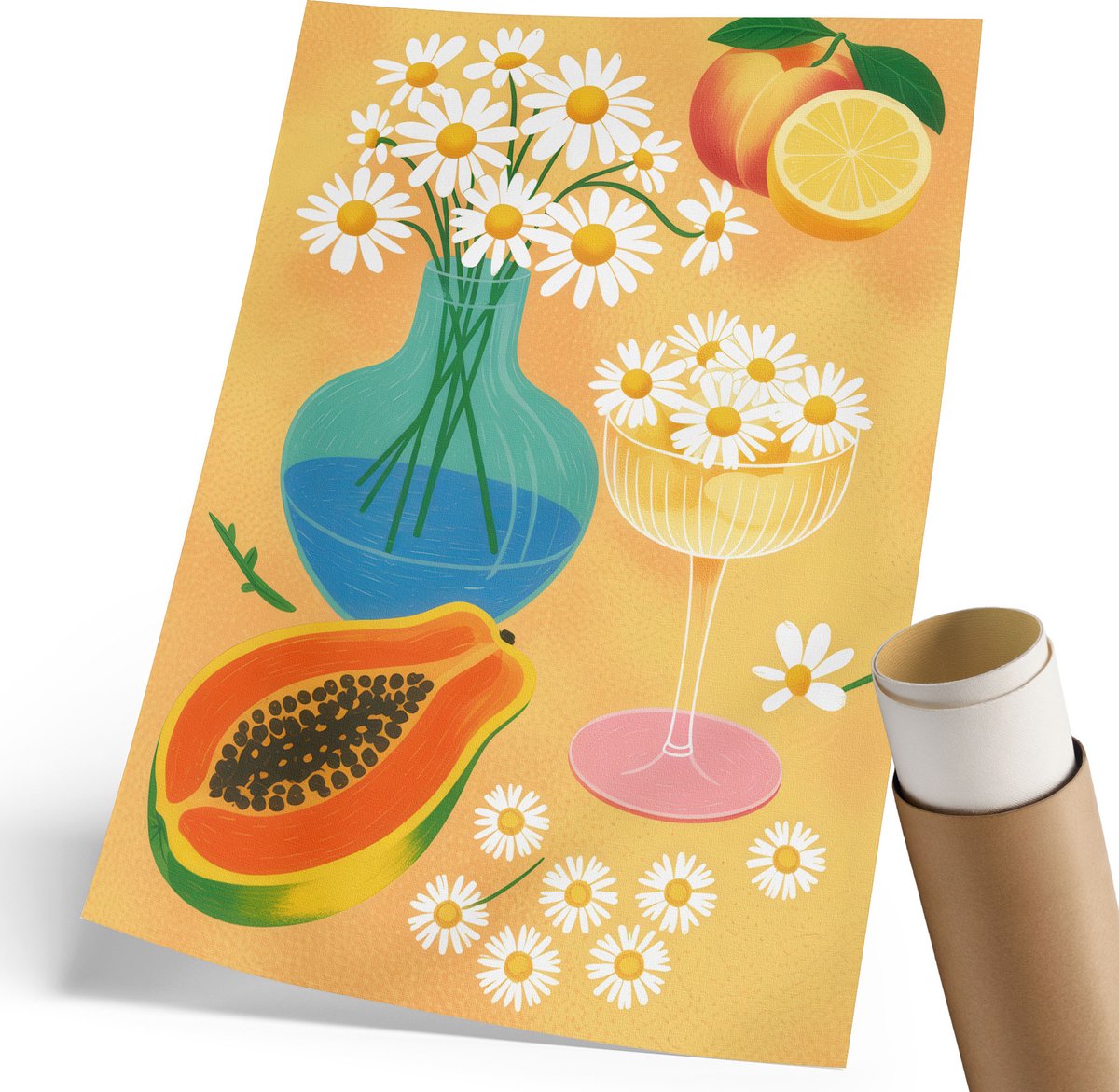 Wallfluent Polycanvas Poster - Paarden In De Wei, Fotografie - 297 x 420 mm - Groen Kunst - Rechthoek - Wandkunst - Woonkamer, Slaapkamer, Kantoor - Klassiek