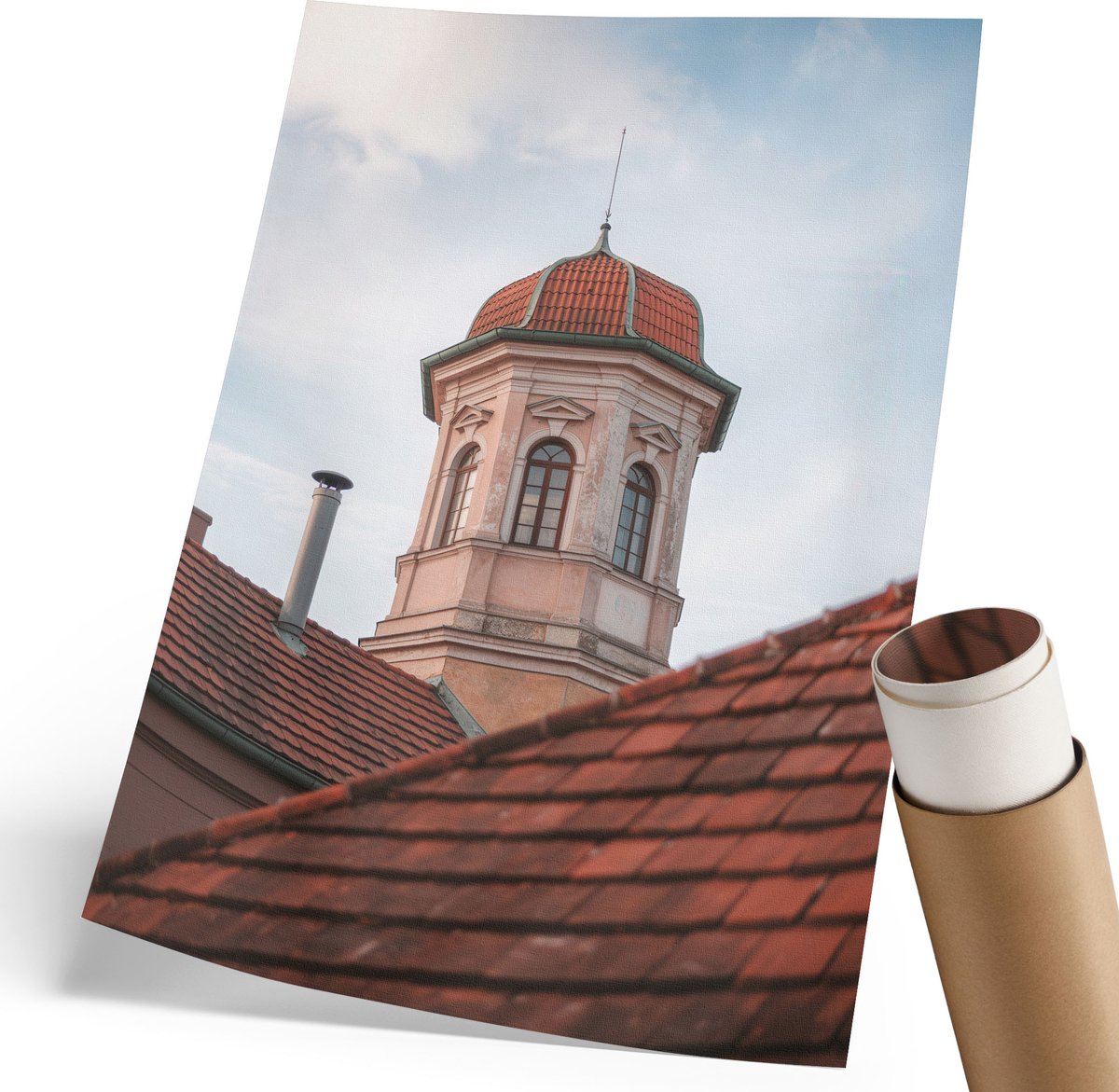 Coloray Polycanvas Poster - Avondbalkon, Fotografie - 297 x 420 mm - Oranje Motief - Rechthoek - Wandkunst - Woonkamer, Slaapkamer, Kantoor - Modern